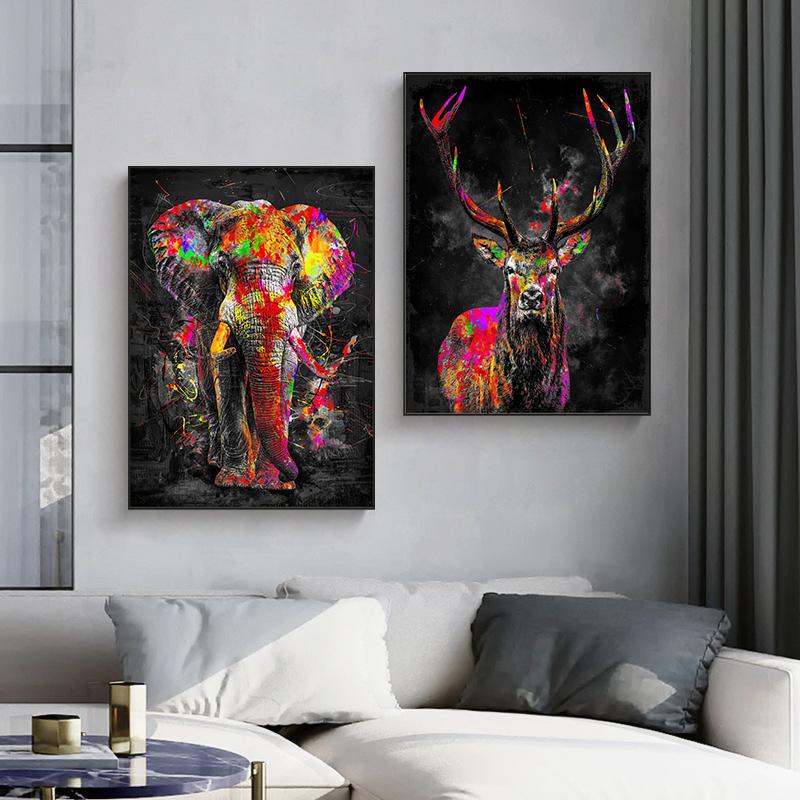 Abstract Colorful Animals Lions Oil Paintings On Canvas  Modern Posters and Prints Wall Art Pictures for Living Room Home Decor