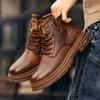 Men's shoes autumn and winter high-top Martin boots 2024 new men's British low-top casual leather shoes retro tooling shoes