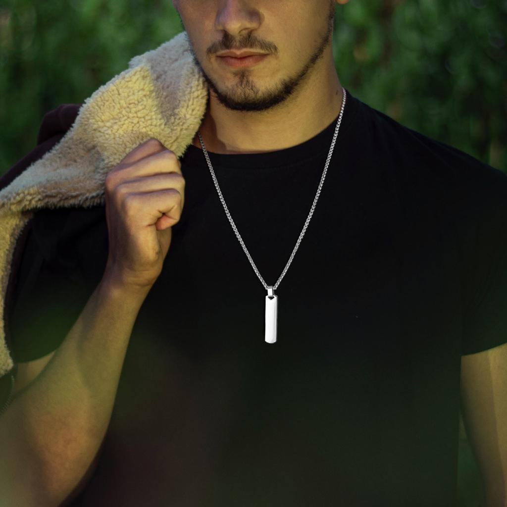Vnox Free Personalized Men's Bar Necklaces for Women,Custom Name Love Date 3D Necklace Birthday Party Valentine's Day Gift