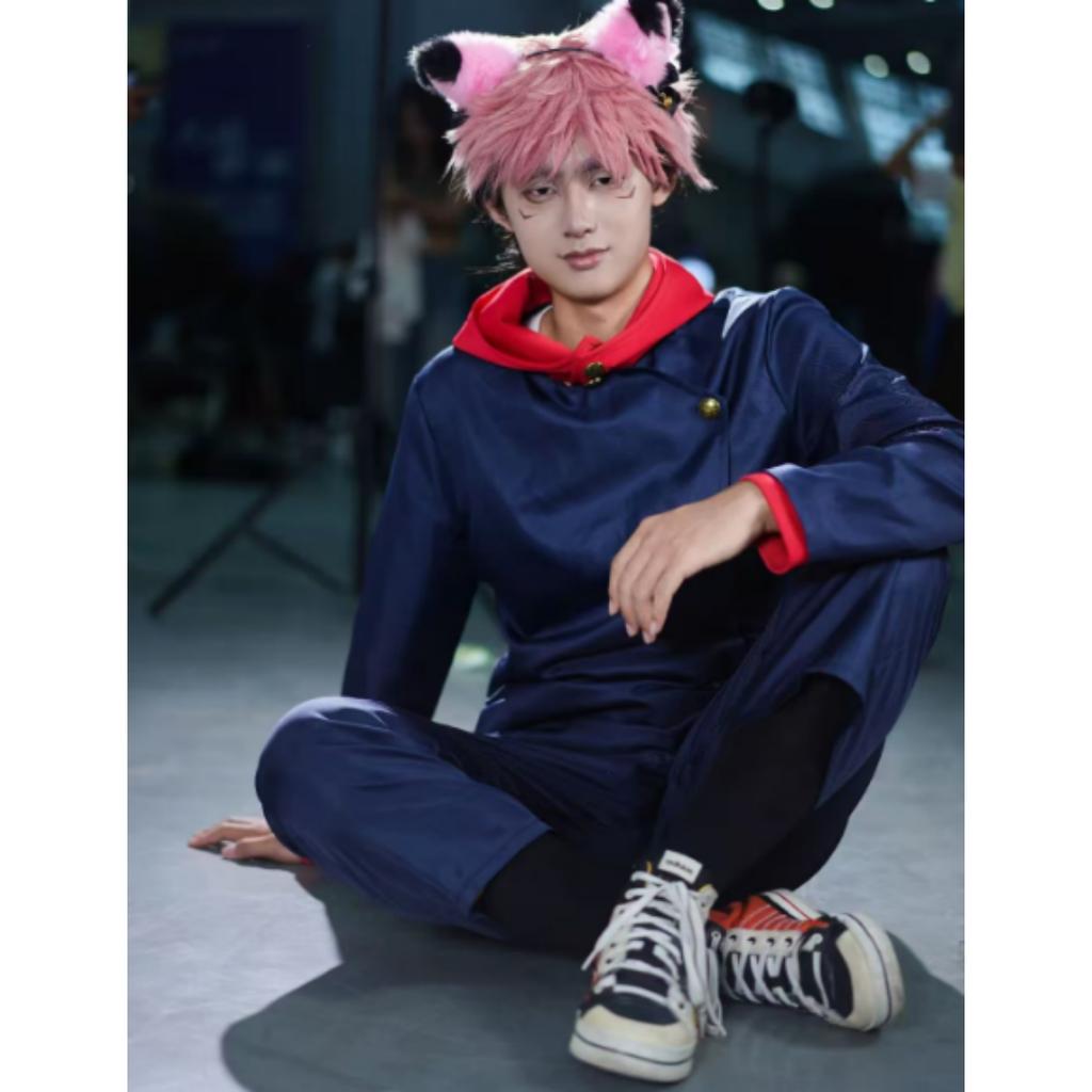 Anime Tokyo Itadori Yuji Cosplay Costume with Hooded Pants For Halloween Outfit School Carnival Uniform