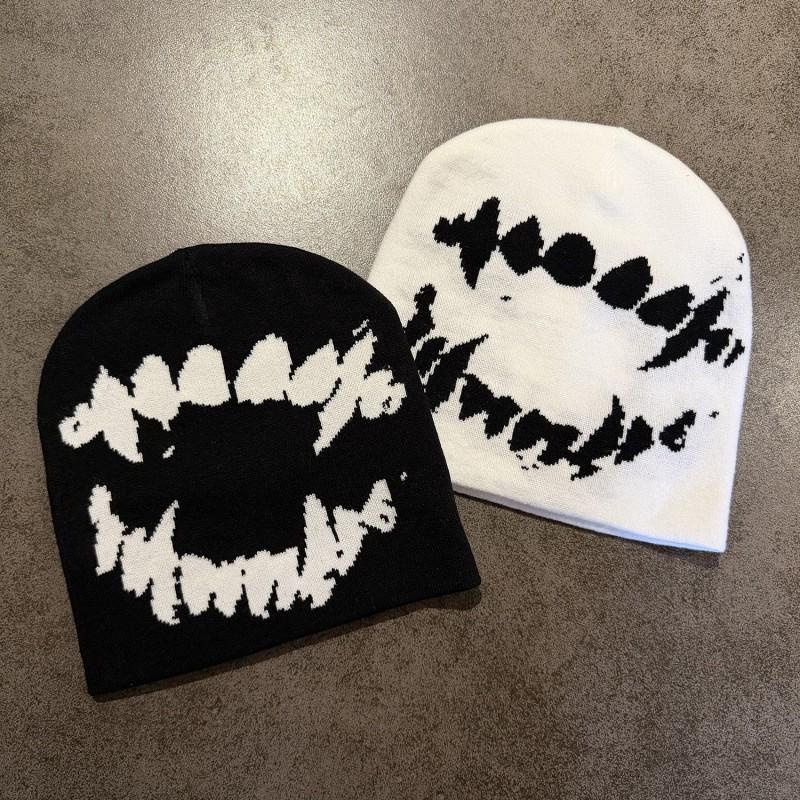 Funny Knit Beanie Men Women Halloween Party Teeth Venom Design Warm Winter Hat