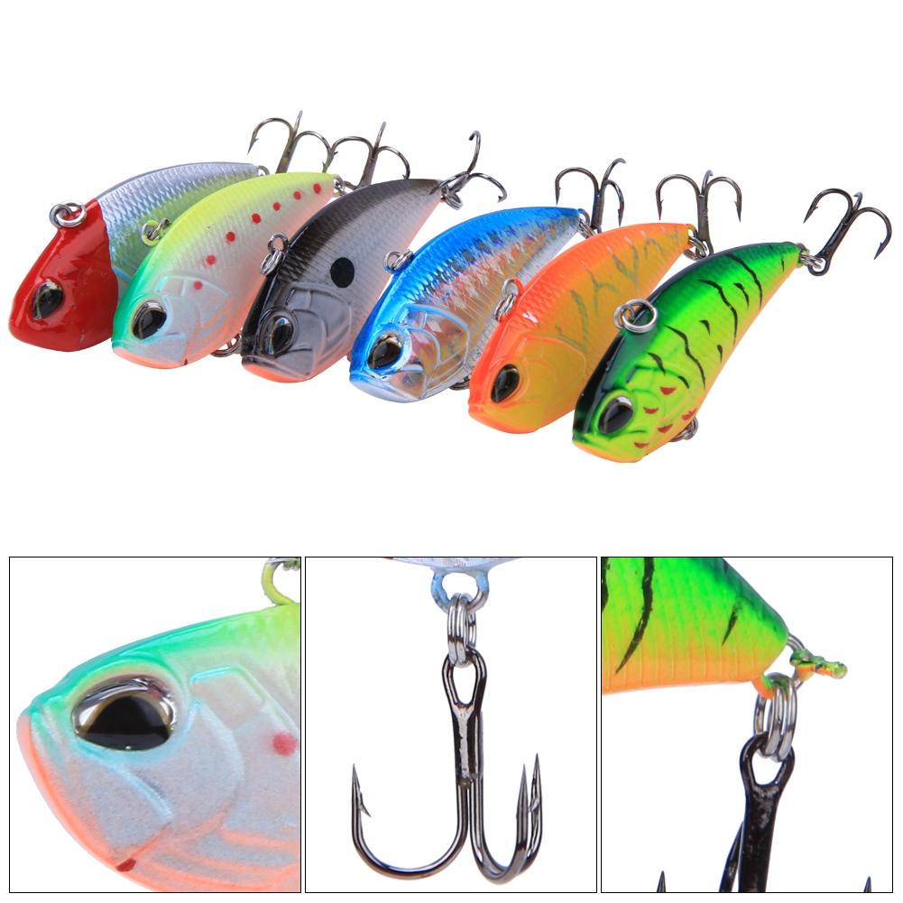 6PCS VIB Vibration Plastic Built In Steel Ball Lifelike Artificial Bait Fishing Lure Swimbait