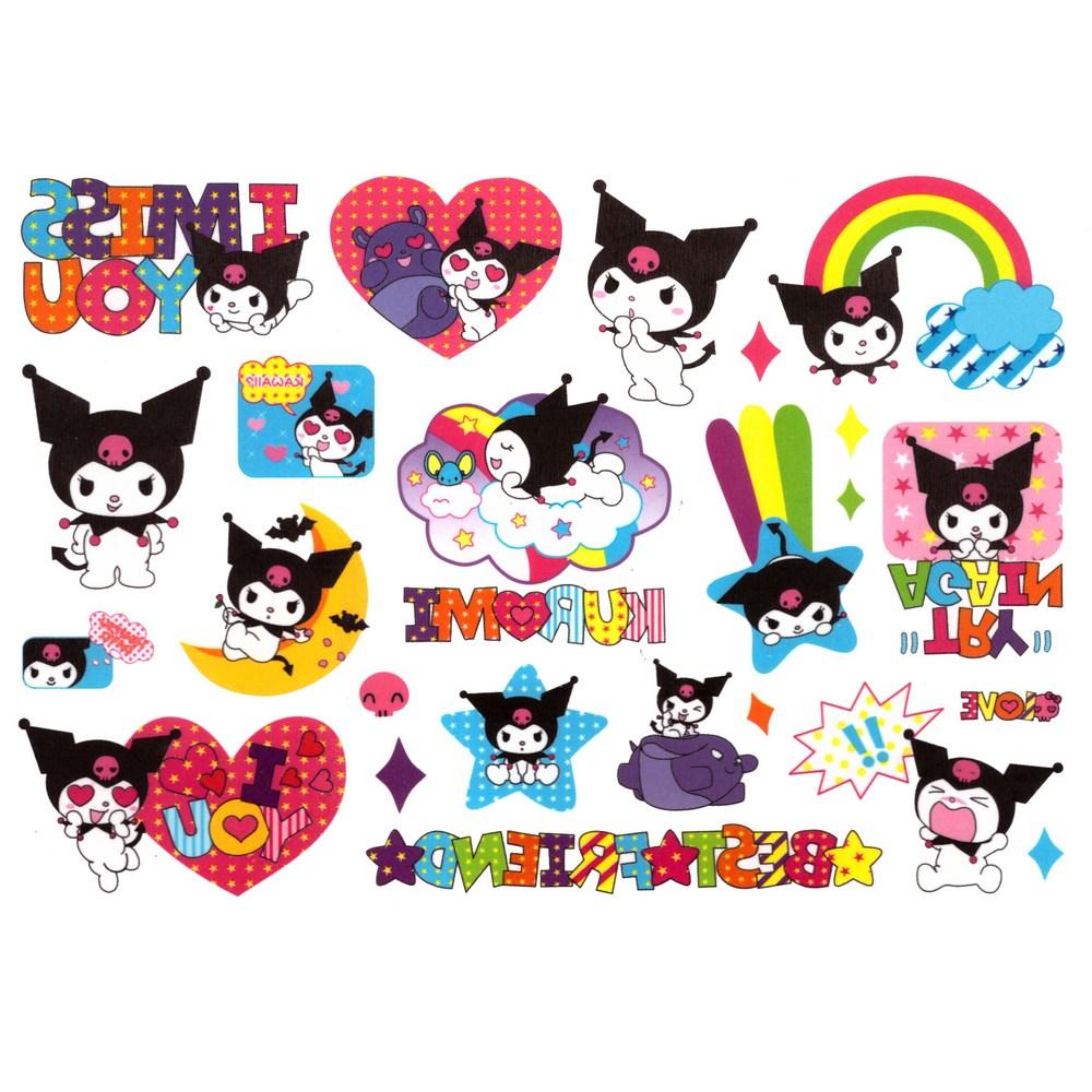 Sanrio Cinnamoroll Kuromi 8 fogli adesivi per tatuaggi 222 tipi, 1 set, Sanrio Tinipping