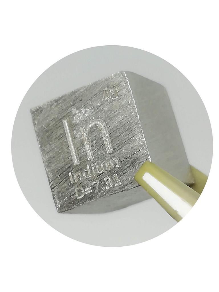 Elemental Indium 10mm Square Type A Specimen (In), Cube, Marking.