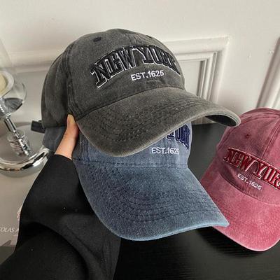 Vintage Washed Baseball Cap Women Men Spring Summer Hats For Women Embroidered Letter Korean Style Soft Top Wide Brimmed New