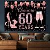 Party Backdrop Fabric 1 Piece 60th Birthday Decoration Banner "To Celebrate 60 Years" Rose Gold 60th Birthday Backdrop Fabric