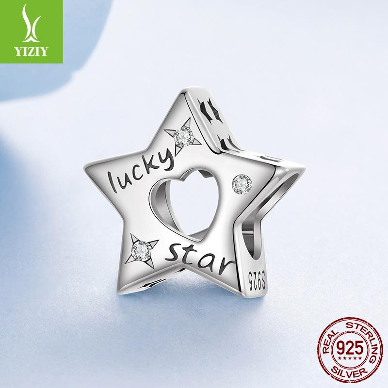 

925 Silver Lucky Star Beads, Pendant Diy Bracelet Lucky Pendant Accessories Beads Charm