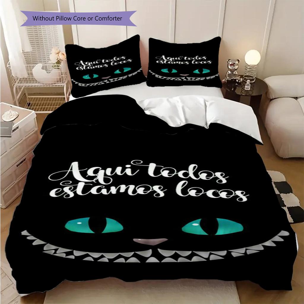 Cheshire Cat Night Bedding 1 Duvet Cover 2 Pillowcase Without Core Soft And Comfortable Bedding Set Christmas Birthday Gift
