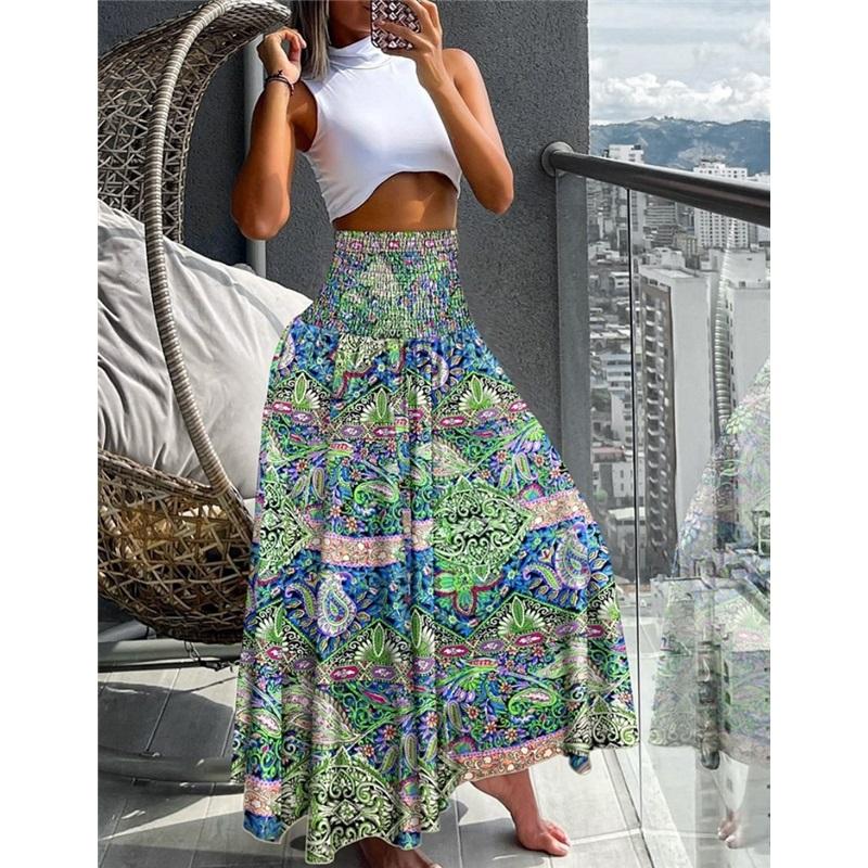 Skirt, High Waist, Thin Printed Women's Skirt, Women's Skirt