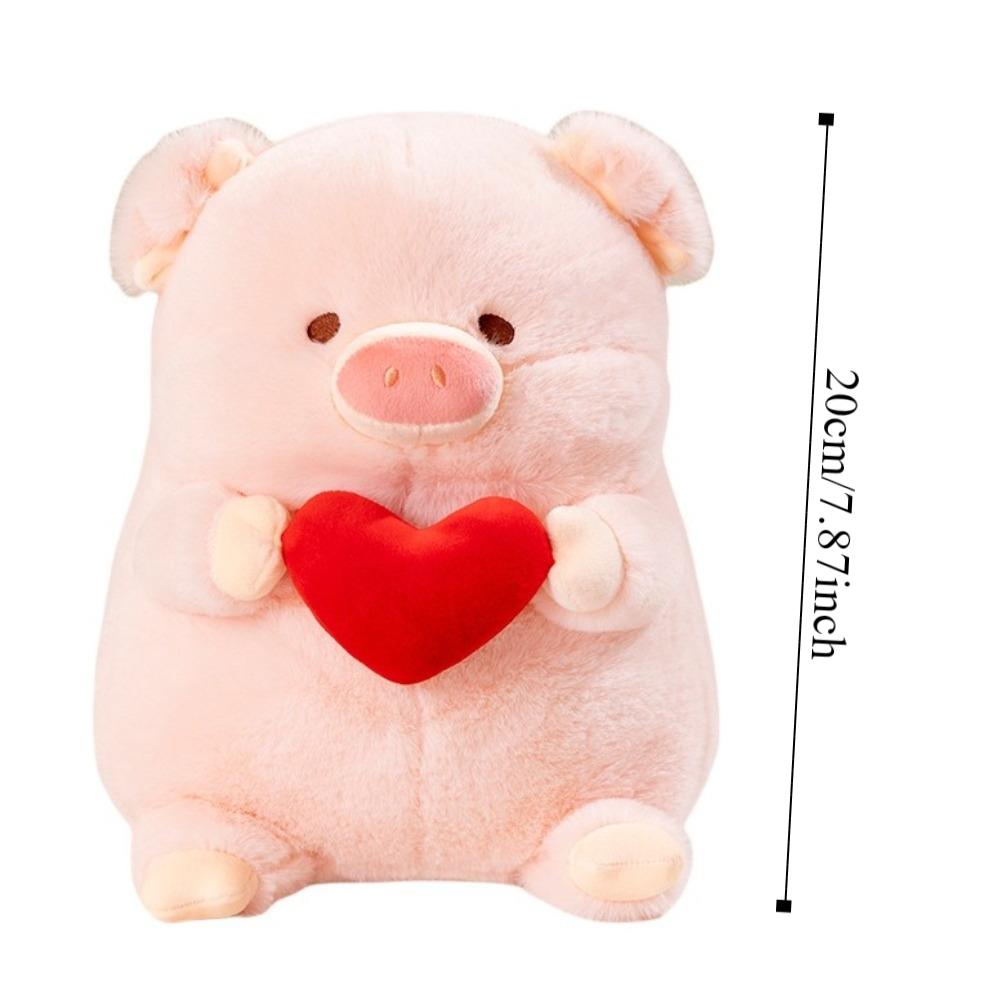 Peluche Simulation Pig Doll Toys Hug Red Heart Stuffed Pig Plushie Doll  Birthday Parties