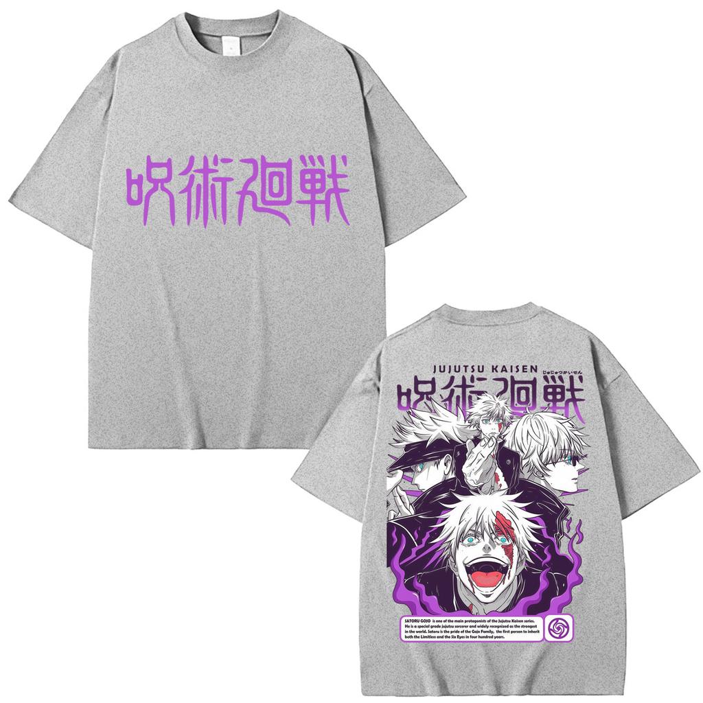 Japanischer Anime Jujutsu Kaisen Gojo Satoru T-Shirts Unisex Damen Harajuku Mode Unisexga T-Shirt Übergroß Baumwolle Y2k Sommer T-Shirt
