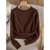 Women Knitted Long Sleeve T-Shirt Soft Basic Knit Top