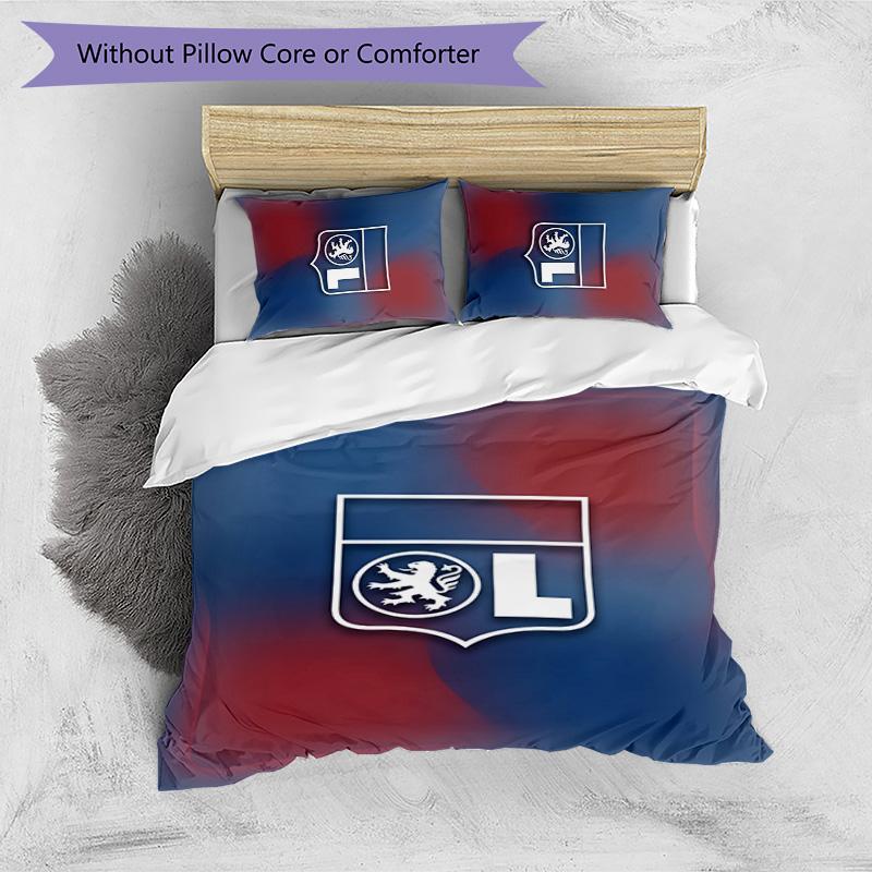 Lyon FC Printed 3PCS Bedding Set Breathable Duvet Cover with Pillowcases Decorative Bed Linen for Bedroom Home
