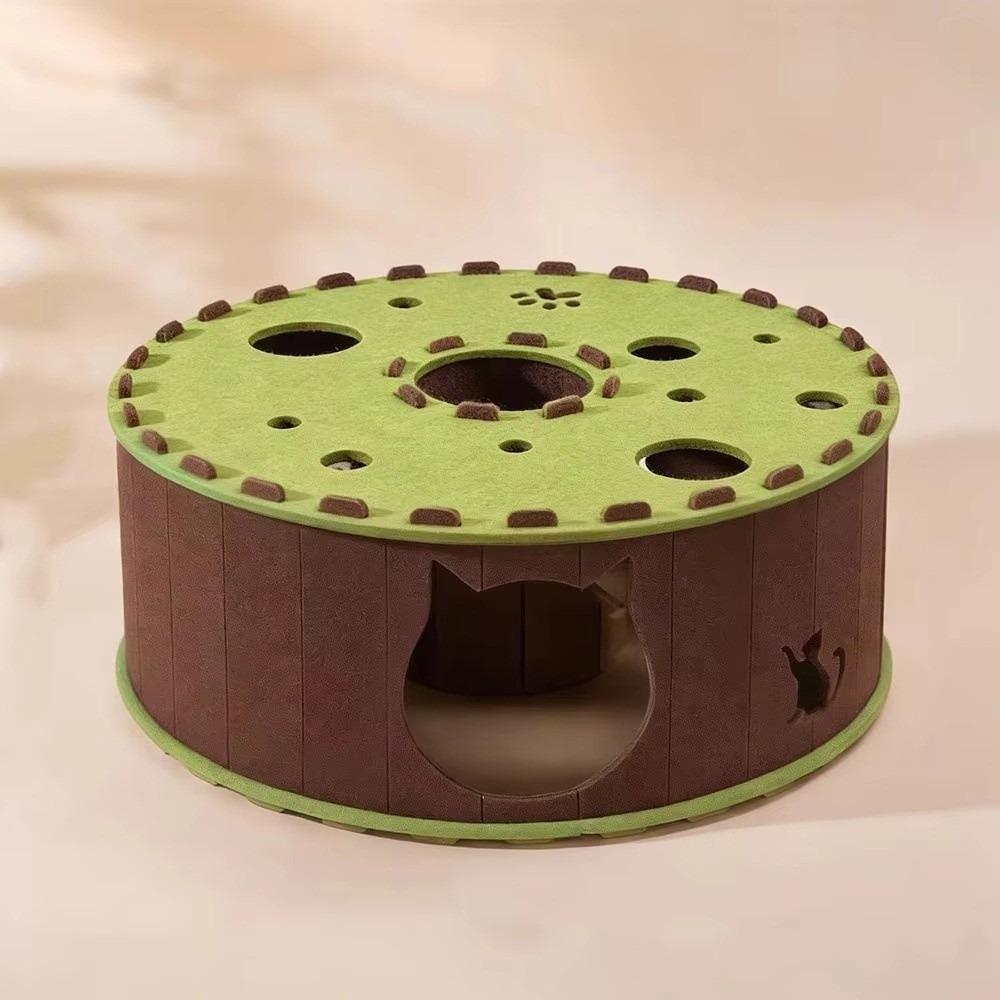 Verschleißfester Katzen-Tunnelhaus Filz-Kratzbaum Neues halbgeschlossenes Katzenbett Kätzchen Spielen Green-40x20cm