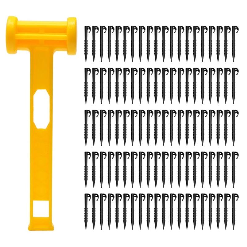 Outdoor Ground Stake Camping Anchors Peg Plastic Tent Stake with Hammer Beach Tent Peg Anchors Canopies Stake Enduring