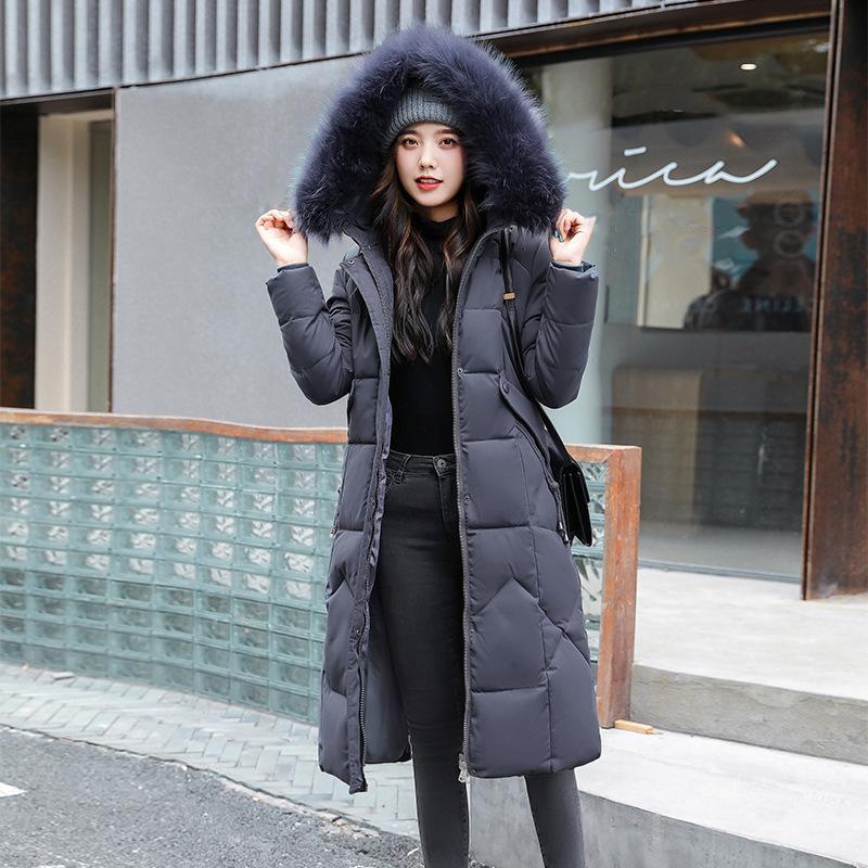 Down Cotton Coat Women Long Winter Puffer Parkas Thicken Warm Hooded Cotton Padded Jacket Zipper Overcoat