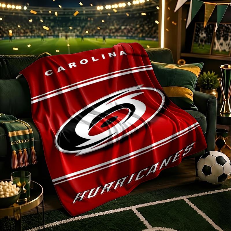 Hurricanes Team Spirit Throws Blanket Flannel Blankets Plush for Couch Bed Gifts for Men Women Travel picnic blanket Christmas fan gifts