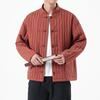 Autumn Men New Chinese Style Jackets Men Thick Warm Soild Color Coat Male Vintage Stripe Black Jacket Man Tang Costume Hanfu