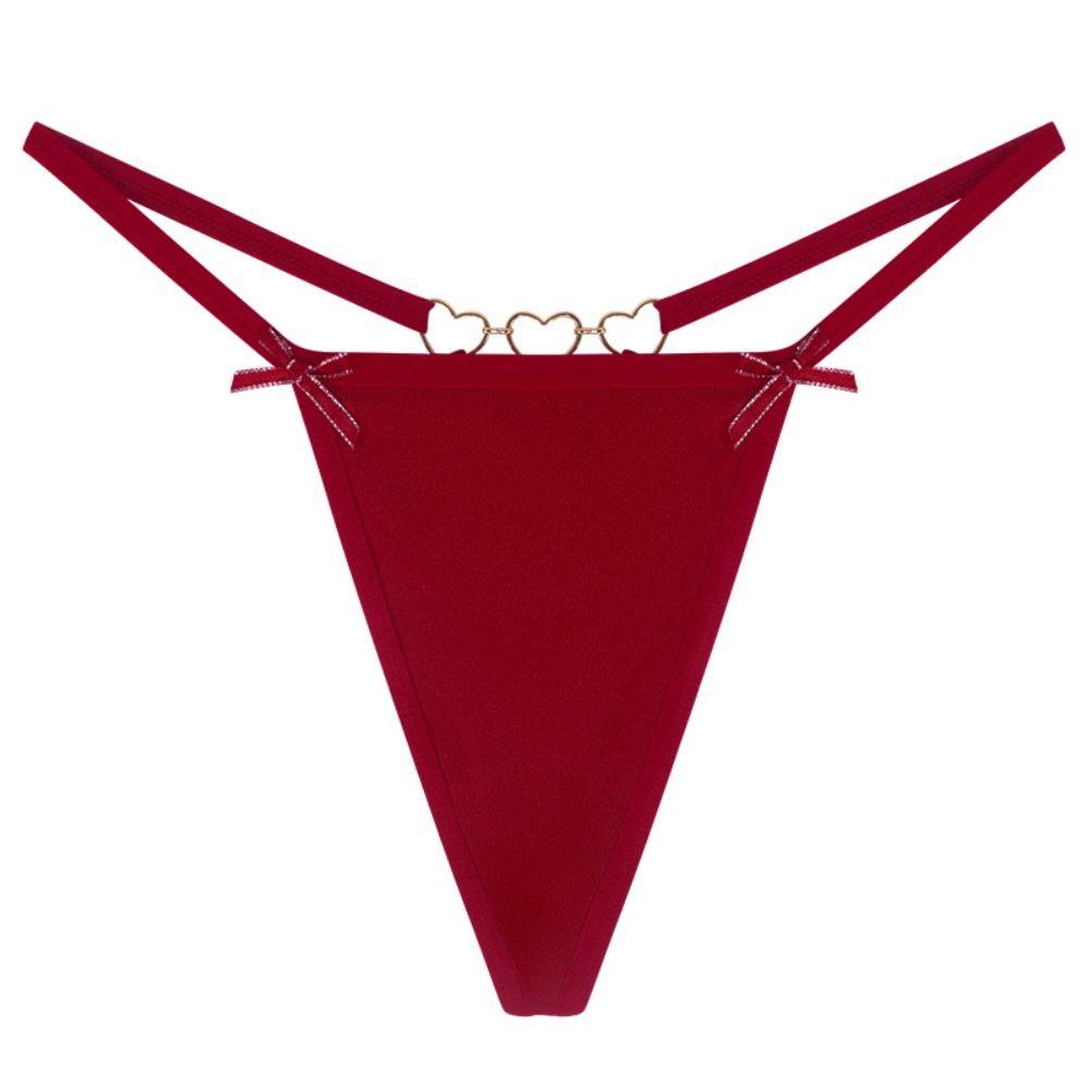 Low Waist Bow Thong Solid Color Traceless Briefs Female Lingerie Sexy G-String Women