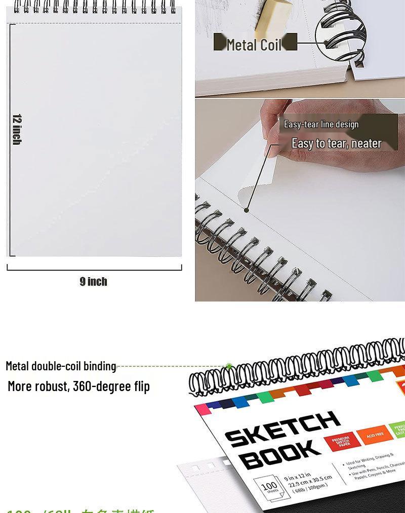 Popular 9x12 Inch Tearable Sketchbook for Quick Art Sketches