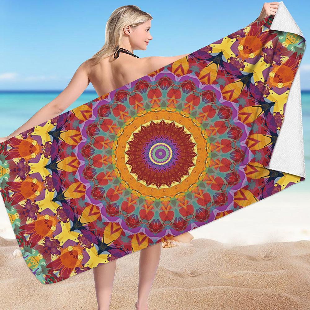 Mantra Beach Collection Digital-printed Polyester Superfine Fiber Double-sided Fleece Beach Vacation Bath Towel, Beach Towel