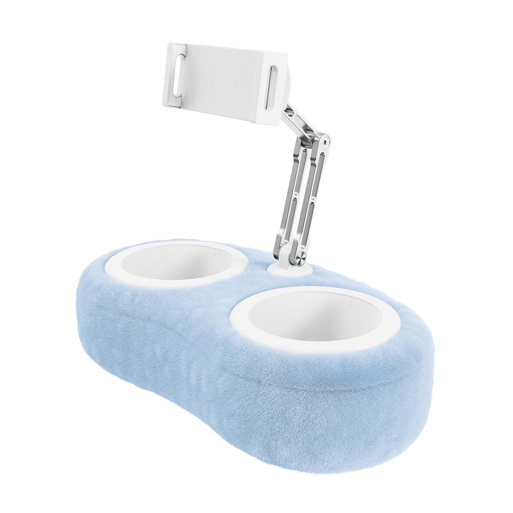 Lap Tablet Pillow Stand,Adjustable Aluminum Arm Holder With Snack Bowls,360° Rotating Clip For 4.7-13 Kindle,Phone,Tablet