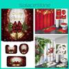 Festive Christmas Shower Curtain And Bathroom Mat Set With Waterproof Material