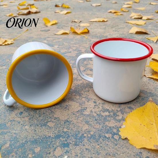 Enamel Coffee Mug for Camping Mug, Simple Style, with Multi-color Contrasting Rim, 360ml Compact Drinkware Gear Capacity Drinking Tea And Hot