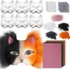 Therian Masks Craft Set with Blank Cat Mask Kuns Fur and Mesh DIY Furry Animal Masks for Carnival and Make-Up Cosplay Party
