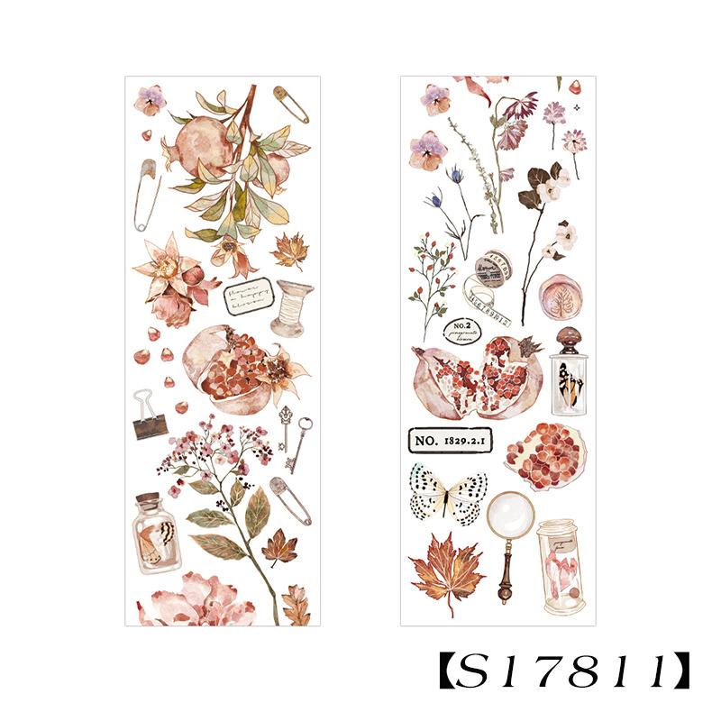 4 Styles 1Pcs/Bag Fresh Plants Long Strip Stickers Aesthetic Flowers Fruits Hand Account Decoration Stationery Stickers HMM