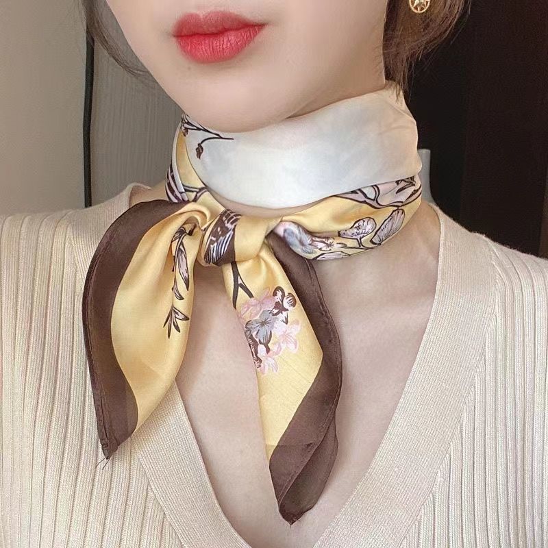 New silk scarf square scarf high-end women's versatile fashion simulation silk silk scarf scarf mulberry silk 71 small square scarf