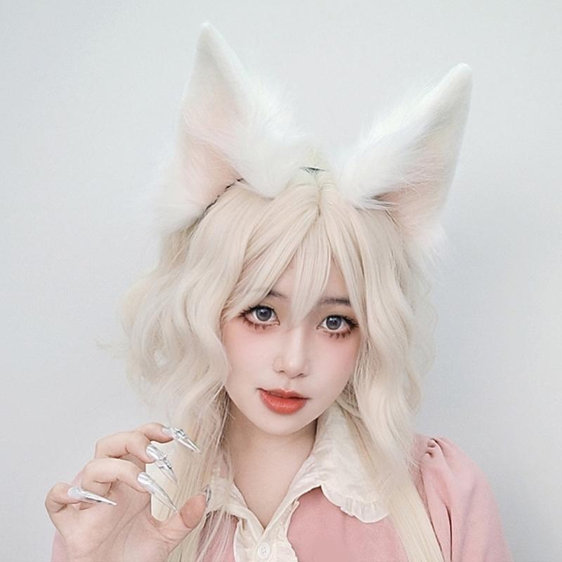 Wolf Foxes Tail Foxes Ears Headband Faux Furs Animal Tail Halloween Christmas Fancy Party Costume Gift for Women Men
