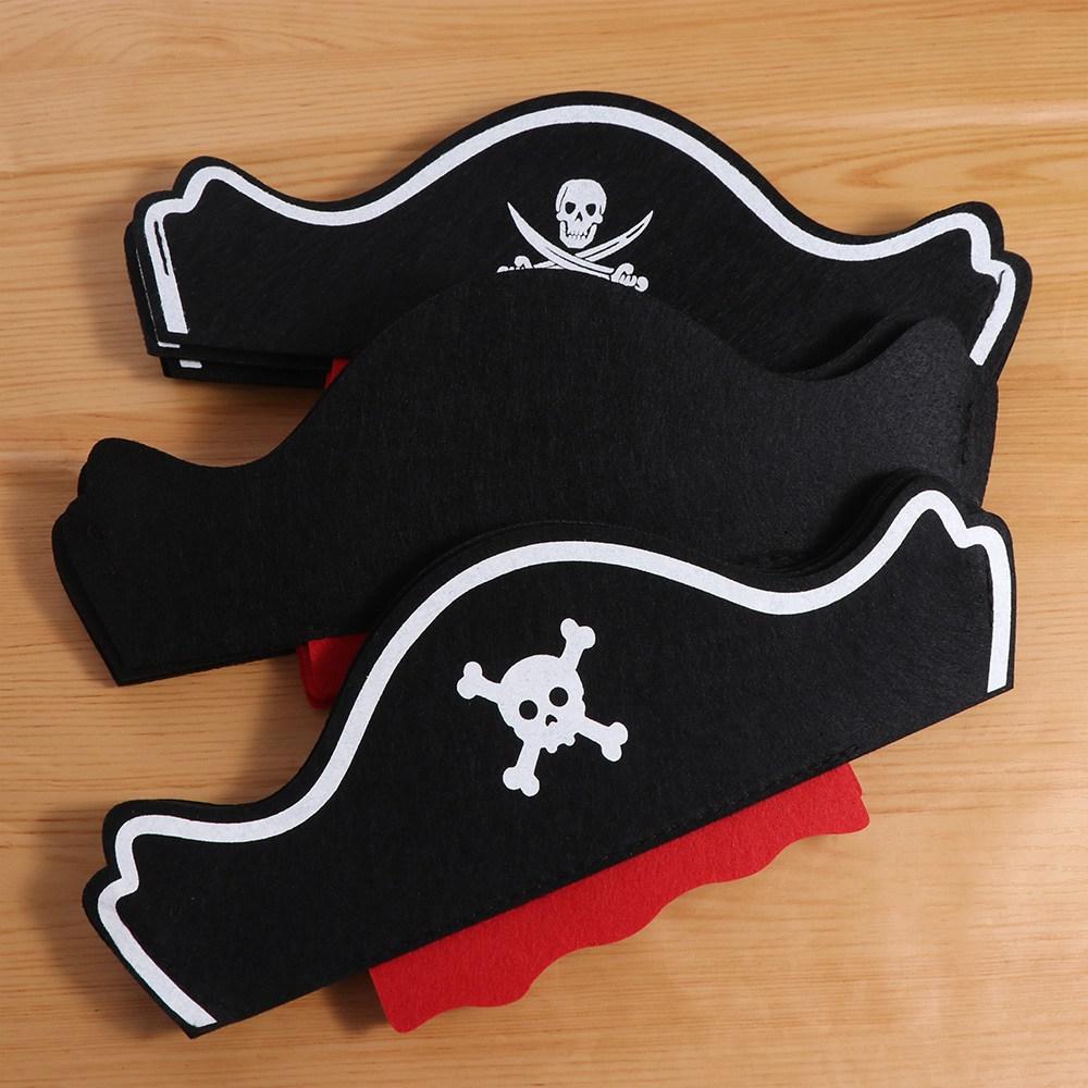 5 Stück Schwarzer Totenkopf Piratenkapitän Mütze Horror Filz Piratenhut Partyzubehör Halloween