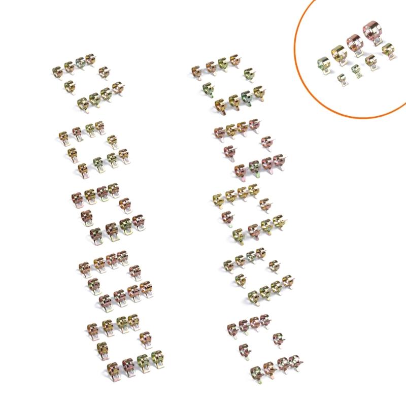 Car Truck Spring Clips Fuel Oil Water Hose Pipe Air Tube Clamp Plumbing Fastener Assortment for Motorcycle Boats 160pcs