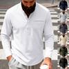 Mens Loose Fit Long Sleeve Henley Shirt Casual Basic Top