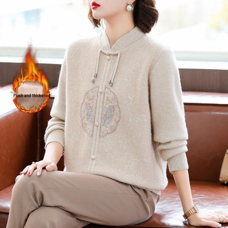 

Baolianduo Women s Plus Velvet Stand-Collar Knit Sweater 3XL