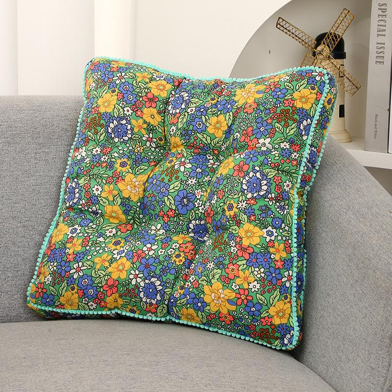 

Thick Padded Printed Fabric Non-Slip Washable Pouf Ottoman Dining Chair/Window Seat/Tatami Mats New Rustic Square Cushion 40x40 cm