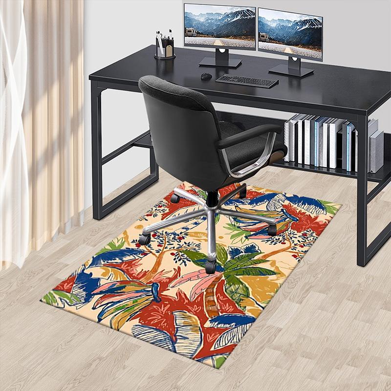 

1pc Anime Cartoon Design Office Chair Mat - Tropical Birds and Plants Pattern, Non-Slip Carpet for Home Decor, Suitable for All Seasons.A081 60cm by 90cm