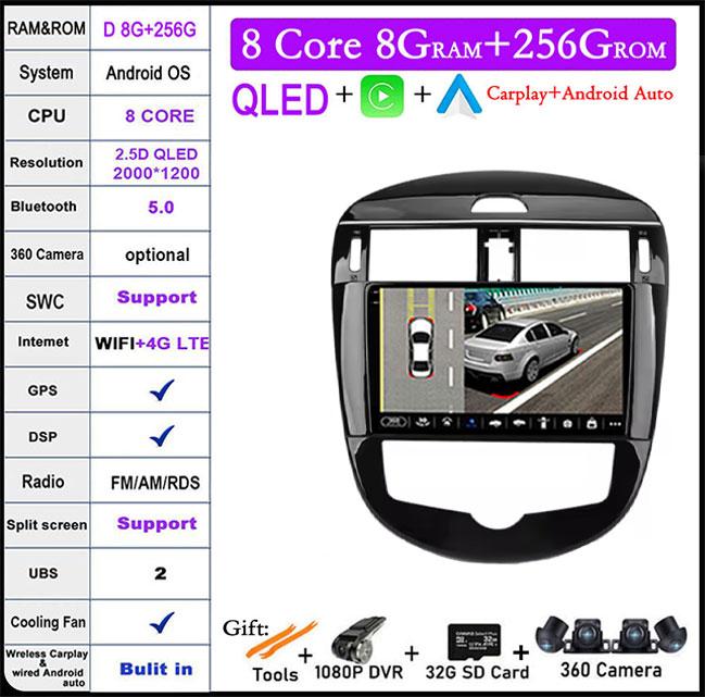 Carplay For Nissan Pulsar 6 NB17 2014 -2018 Android 14 Auto Car Radio GPS Navigation Video Player Head Unit BT