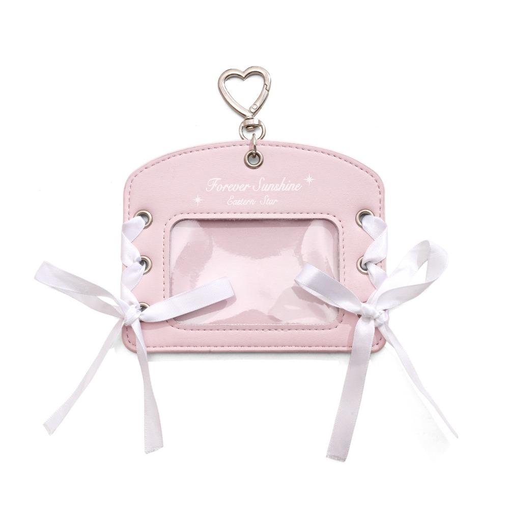 

Сделай сам ПУ держатель для фотокарточек с лентой, держатель для проездного, милый держатель для фотокарточек в стиле балеткор, школа розовый