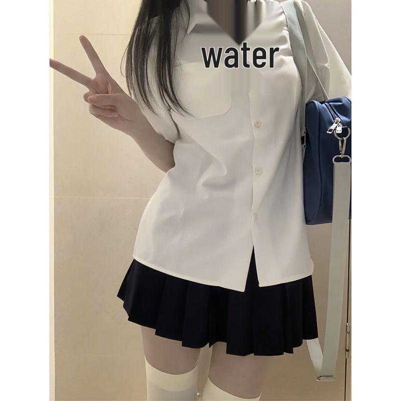 Neues Sommer-JK-Uniformset: Kurzarmhemd & Faltenrock - Schlank, Vielseitiger Schulstil