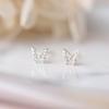 925 Silver Inlaid Crystal Butterfly Stud Earrings Women Classic Daily Jewelry Exquisite Quality