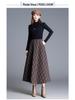 Chic High-Waisted Plaid A-Line Skirt - 2025 Autumn/Winter, Long Length, Women's Cozy Fashion