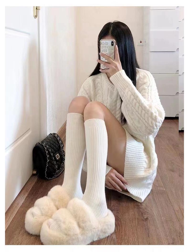 

Женские полосатые гольфы до середины икры цвета экрю от Four Seasons - JK Pure Desire Вертикальная полоска Японский стиль гольф до колена со сборками. One Size белый