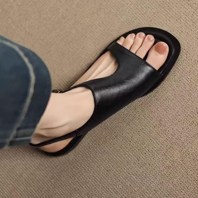 Sheepskin Version Niche Sandals Women's Summer Wear Casual Round Head Flat Bottom Comfortable Sandals Women