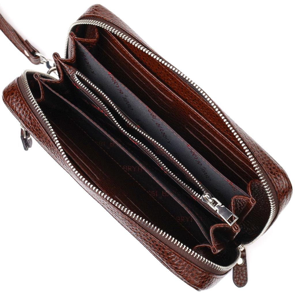 Geräumige Herren-Clutch aus echtem Leder KARYA 21948 Dunkelbraun