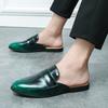 New Men Half Slippers Loafers Casual Summer Shine Patent Leather Mules Moccasins Classic Breathable Soft Slip On Driving Shoes