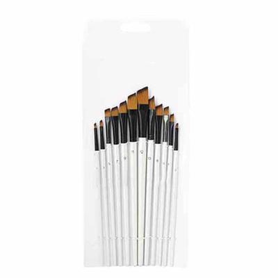 12 Pcs Painting Brush Set Pearl White Rod Watercolor Propene Drawing Tool(Angle Tip)
