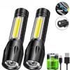 Mini COB+XPE LED Flashlight Portable Type-C Rechargeable Torch Tactical Lantern Outdoor Zoom Waterproof Light for Camping Lamp
