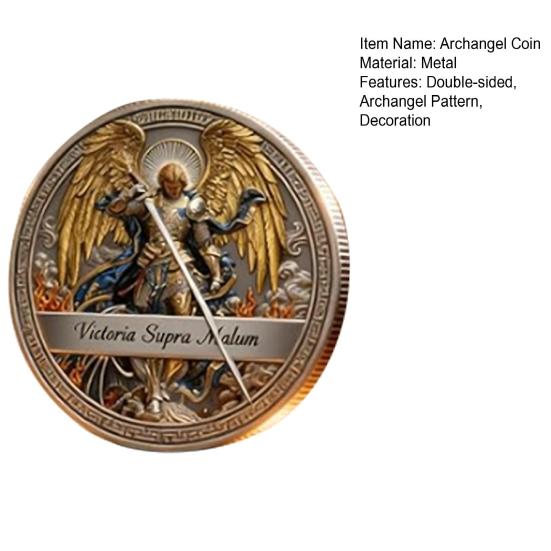 1/2/3 Peças Moeda Colecionável de Arcanjo Dupla Face Escultura em Metal St. Moeda de Lembrança de São Miguel Token Desafio da Fé Cristã Decoração Presente Religioso